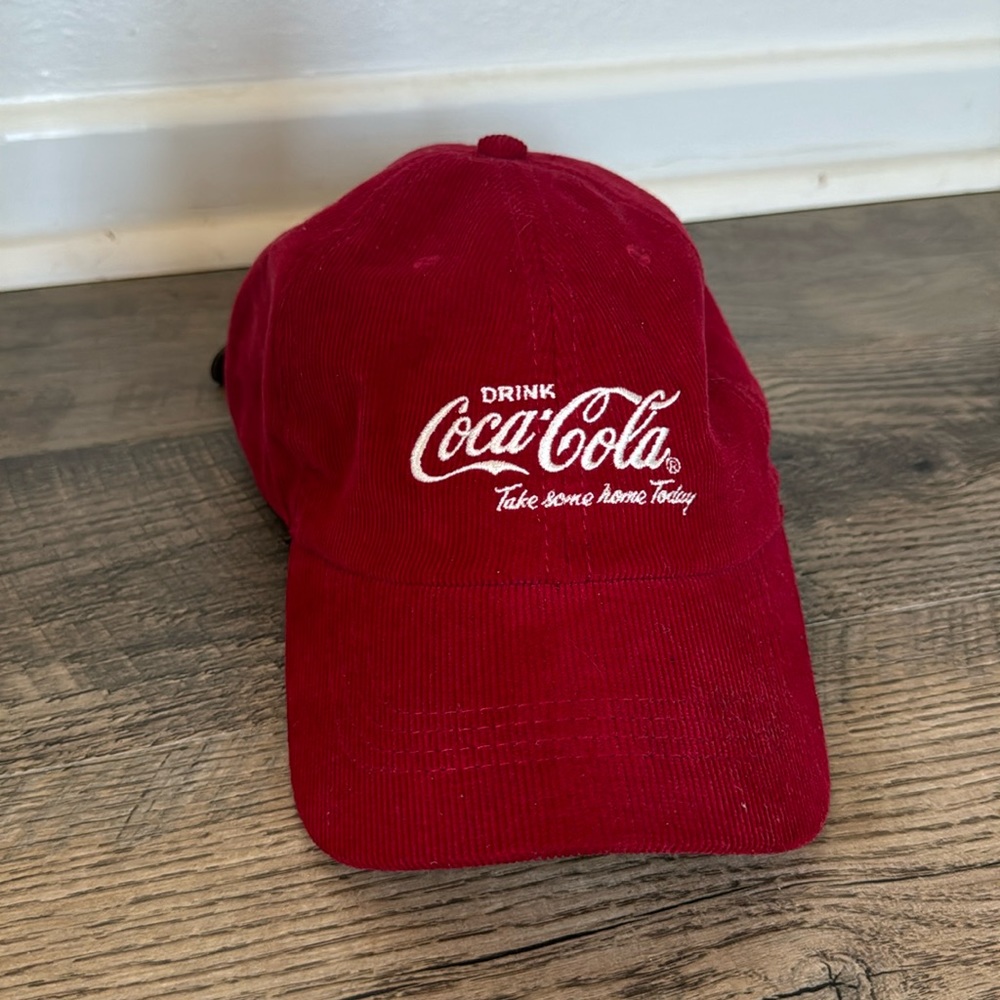 Vintage Lucky brand red velvet corduroy coca-cola cap!